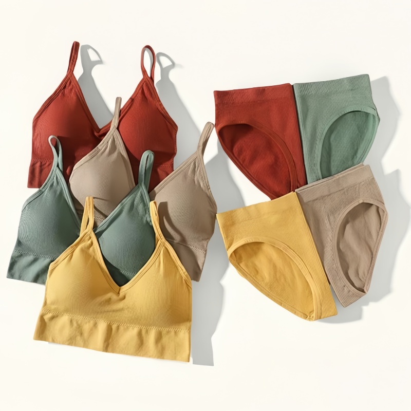 Bralette Triangle Set - Women Bra Panties Set Seamless Bra