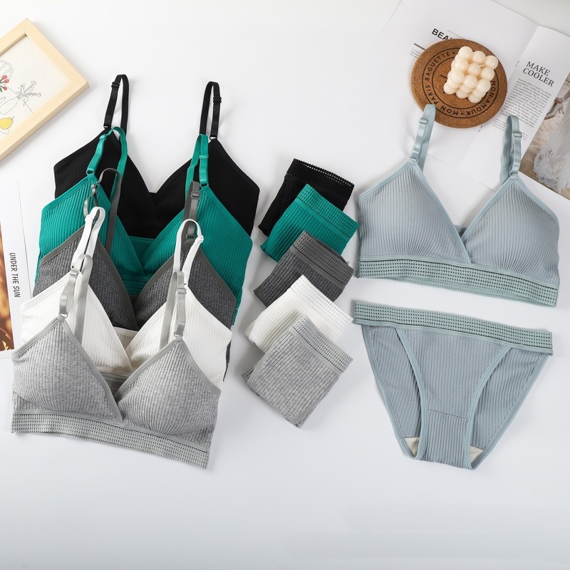 Women Sexy V-neck Padded Bra L - Bralette Triangle Set ulasan dan harga