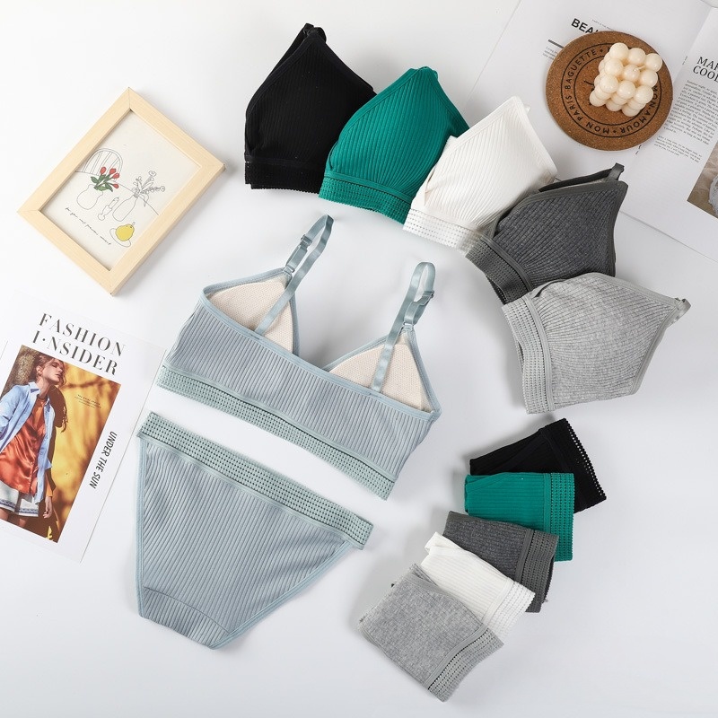Women Sexy V-neck Padded Bra L - Bralette Triangle Set ulasan dan harga