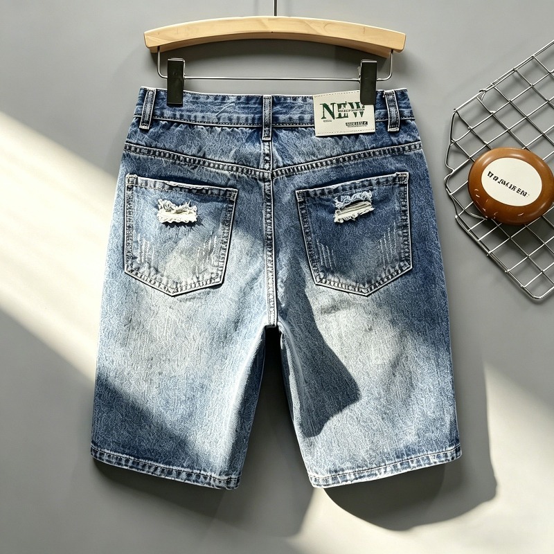 Men Korean Style Distressed De - Shorts Denim Frayed ulasan dan harga