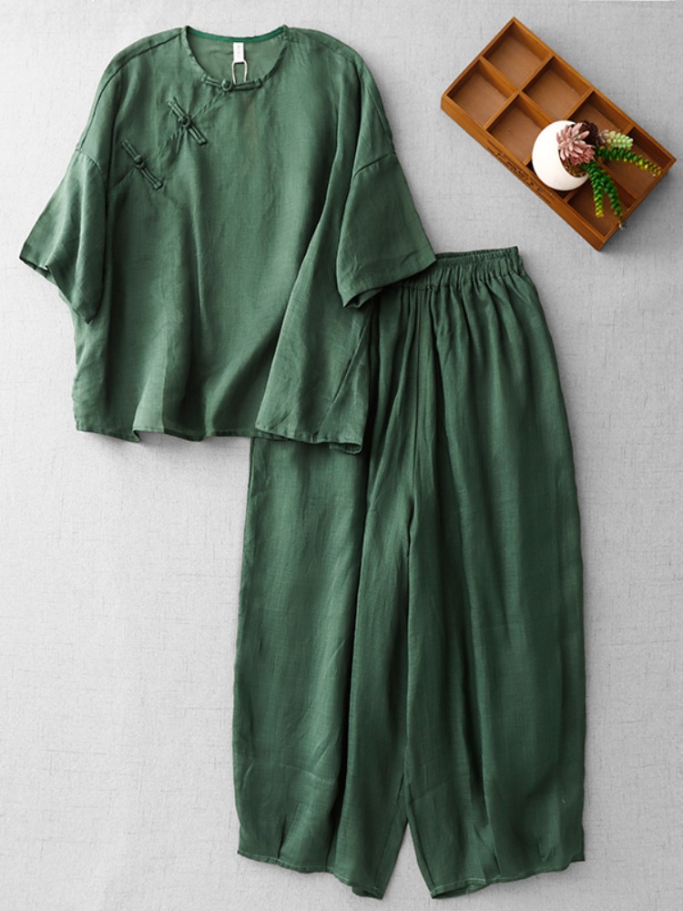 New Chinese Zen Style Women's  - Linen Pant Wide ulasan dan harga