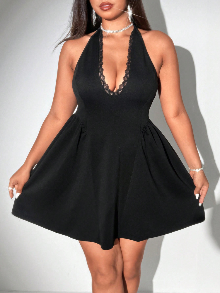 Plus Size Women Halter Black M - Maxi Dress Halter ulasan dan harga